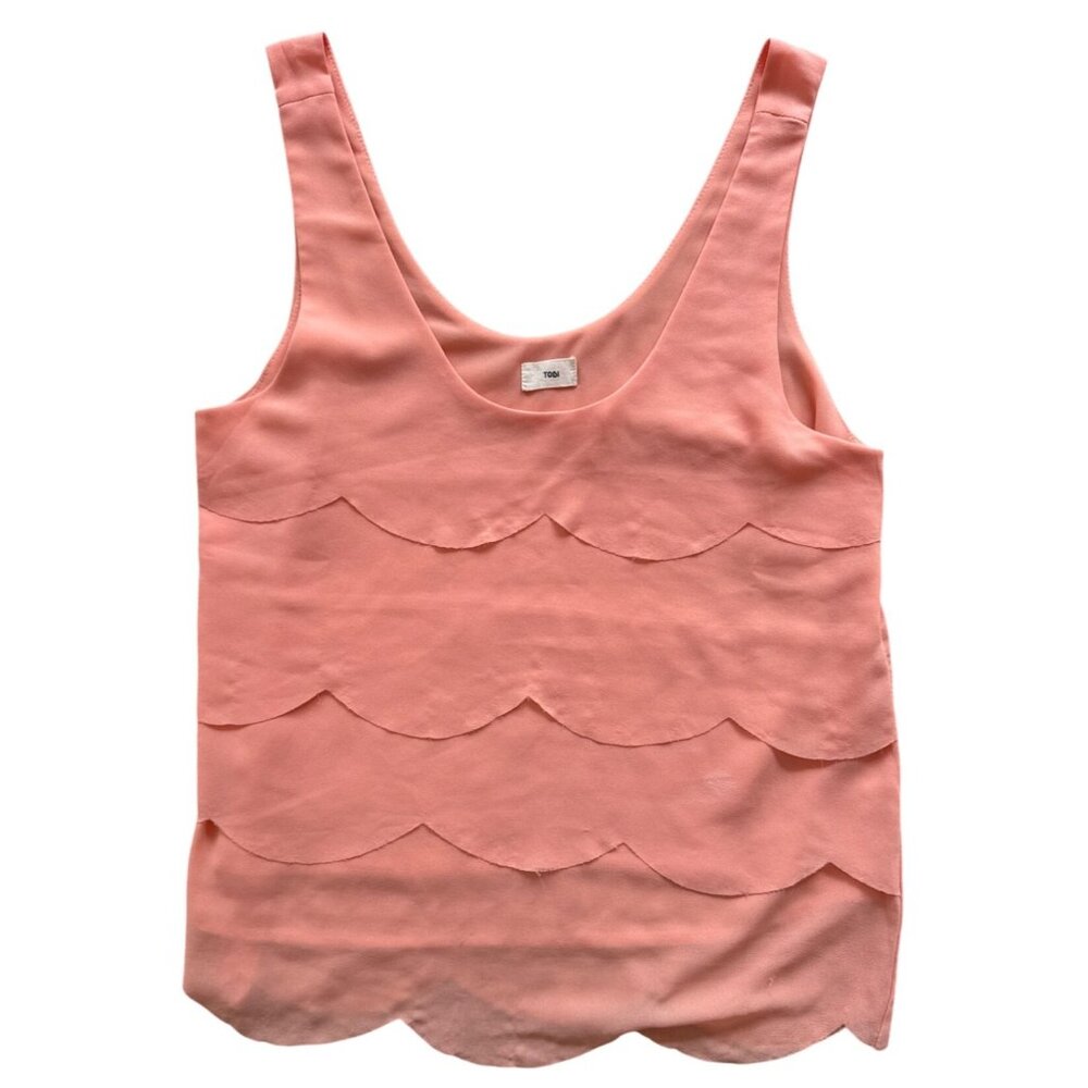 TOBI scalloped details peach lightweight tank women’s  top size small
